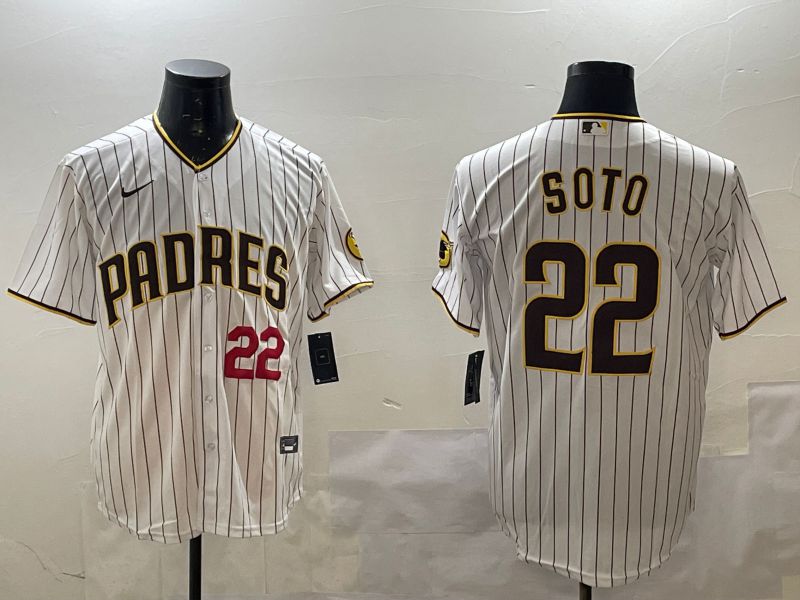 Men San Diego Padres #22 Soto White Stripe Game 2025 Nike MLB Jersey style 4->san diego padres->MLB Jersey